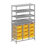 Gratnells Dynamis Lab & Healthcare Combo Cart Set Silver with 3 Shelves and 12 Deep Trays (GRA-DYAT344-XX-006)
