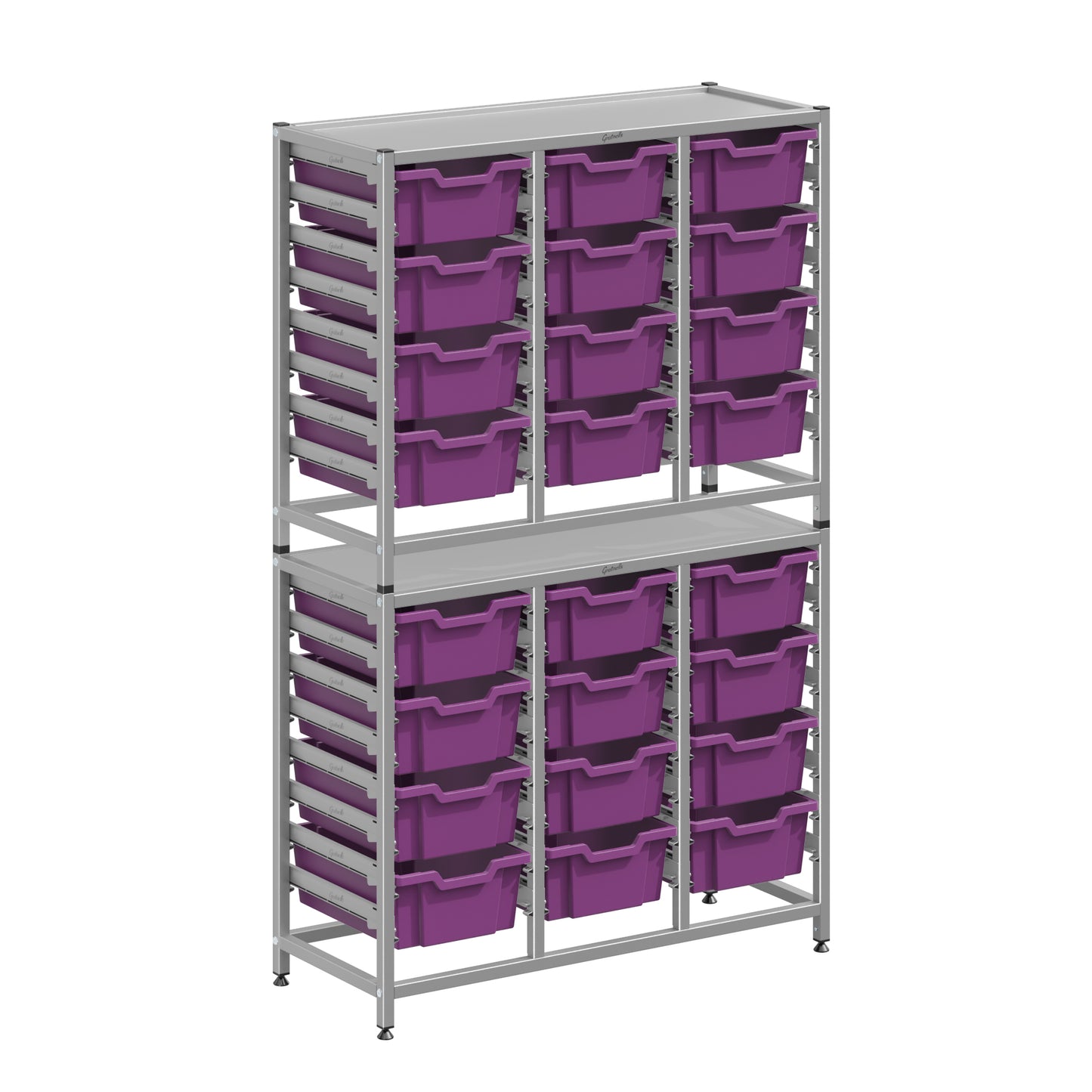 Gratnells Dynamis Lab & Healthcare Combo Cart Set Silver with 24 Deep Trays (GRA-DYAT344-XX-002)