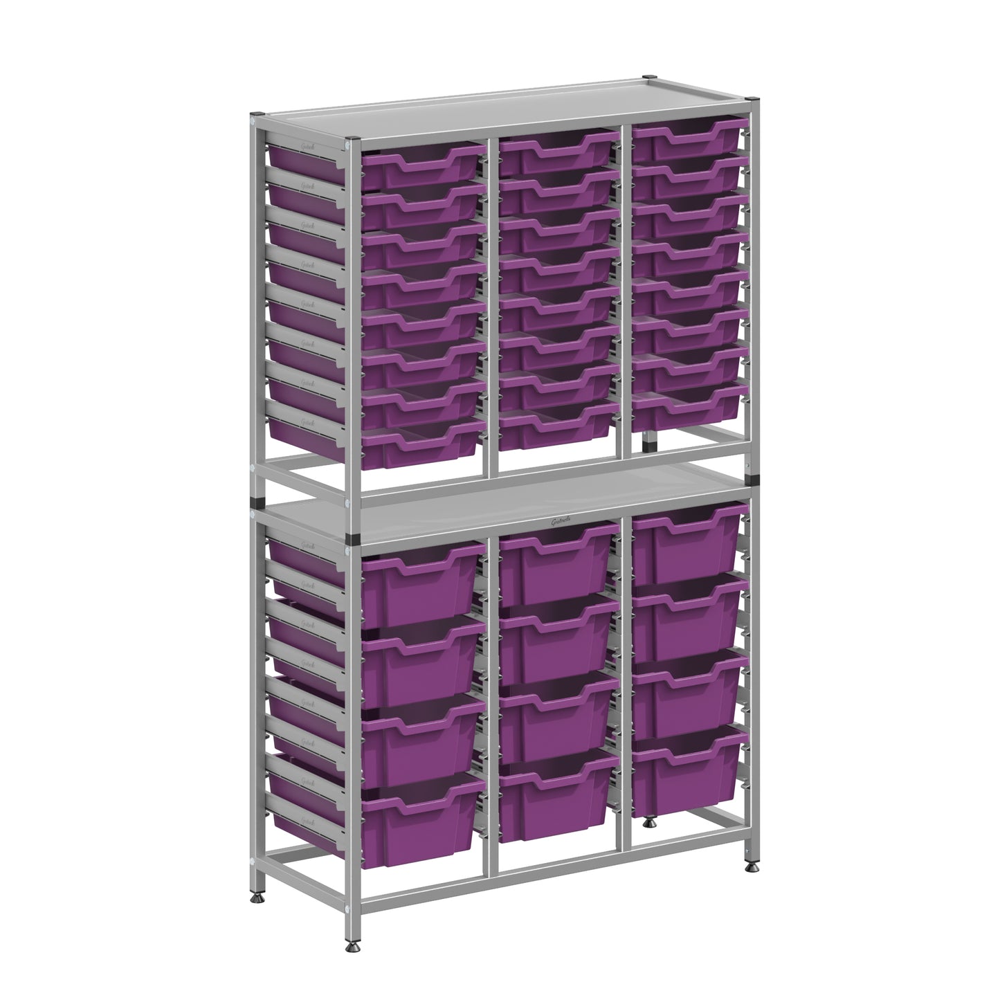 Gratnells Dynamis Lab & Healthcare Combo Cart Set Silver with 24 Shallow Trays|12 Deep Trays (GRA-DYAT344-XX-004)