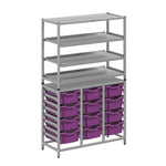 Gratnells Dynamis Lab & Healthcare Combo Cart Set Silver with 3 Shelves and 12 Deep Trays (GRA-DYAT344-XX-006)