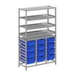 Gratnells Dynamis Lab & Healthcare Combo Cart Set Silver with 3 Shelves and 12 Deep Trays (GRA-DYAT344-XX-006)