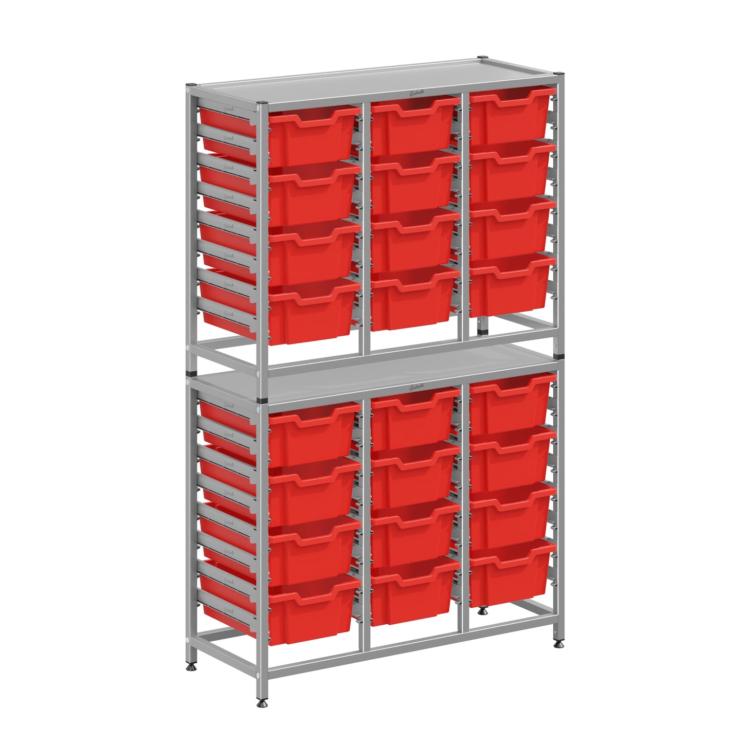 Gratnells Dynamis Lab & Healthcare Combo Cart Set Silver with 24 Deep Trays (GRA-DYAT344-XX-002)