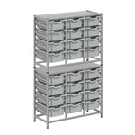 Gratnells Dynamis Lab & Healthcare Combo Cart Set Silver with 24 Deep Trays (GRA-DYAT344-XX-002)