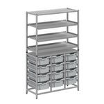 Gratnells Dynamis Lab & Healthcare Combo Cart Set Silver with 3 Shelves and 12 Deep Trays (GRA-DYAT344-XX-006)