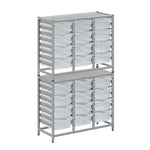 Gratnells Dynamis Lab & Healthcare Combo Cart Set Silver with 24 Deep Trays (GRA-DYAT344-XX-002)