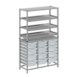 Gratnells Dynamis Lab & Healthcare Combo Cart Set Silver with 3 Shelves and 12 Deep Trays (GRA-DYAT344-XX-006)