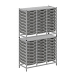 Gratnells Dynamis Lab & Healthcare Combo Cart Set Silver with 48 Shallow Trays (GRA-DYAT344-XX-001)