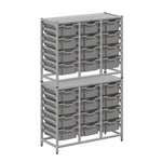 Gratnells Dynamis Lab & Healthcare Combo Cart Set Silver with 24 Deep Trays (GRA-DYAT344-XX-002)