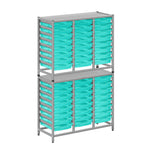 Gratnells Dynamis Lab & Healthcare Combo Cart Set Silver with 48 Shallow Trays (GRA-DYAT344-XX-001)