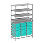 Gratnells Dynamis Lab & Healthcare Combo Cart Set Silver with 3 Shelves and 12 Deep Trays (GRA-DYAT344-XX-006)