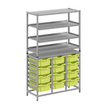 Gratnells Dynamis Lab & Healthcare Combo Cart Set Silver with 3 Shelves and 12 Deep Trays (GRA-DYAT344-XX-006)