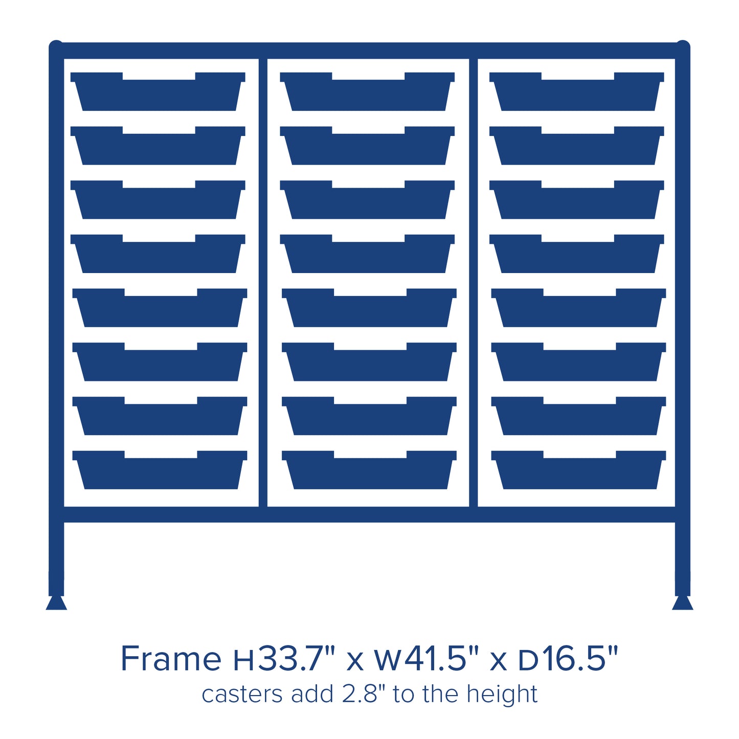 Gratnells Dynamis Lab & Healthcare Mid Triple Cart Silver with Casters and 24 Shallow Trays (GRA-DYAM344-XX-001)