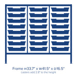 Gratnells Dynamis Lab & Healthcare Mid Triple Cart Silver with Casters and 24 Shallow Trays (GRA-DYAM344-XX-001)