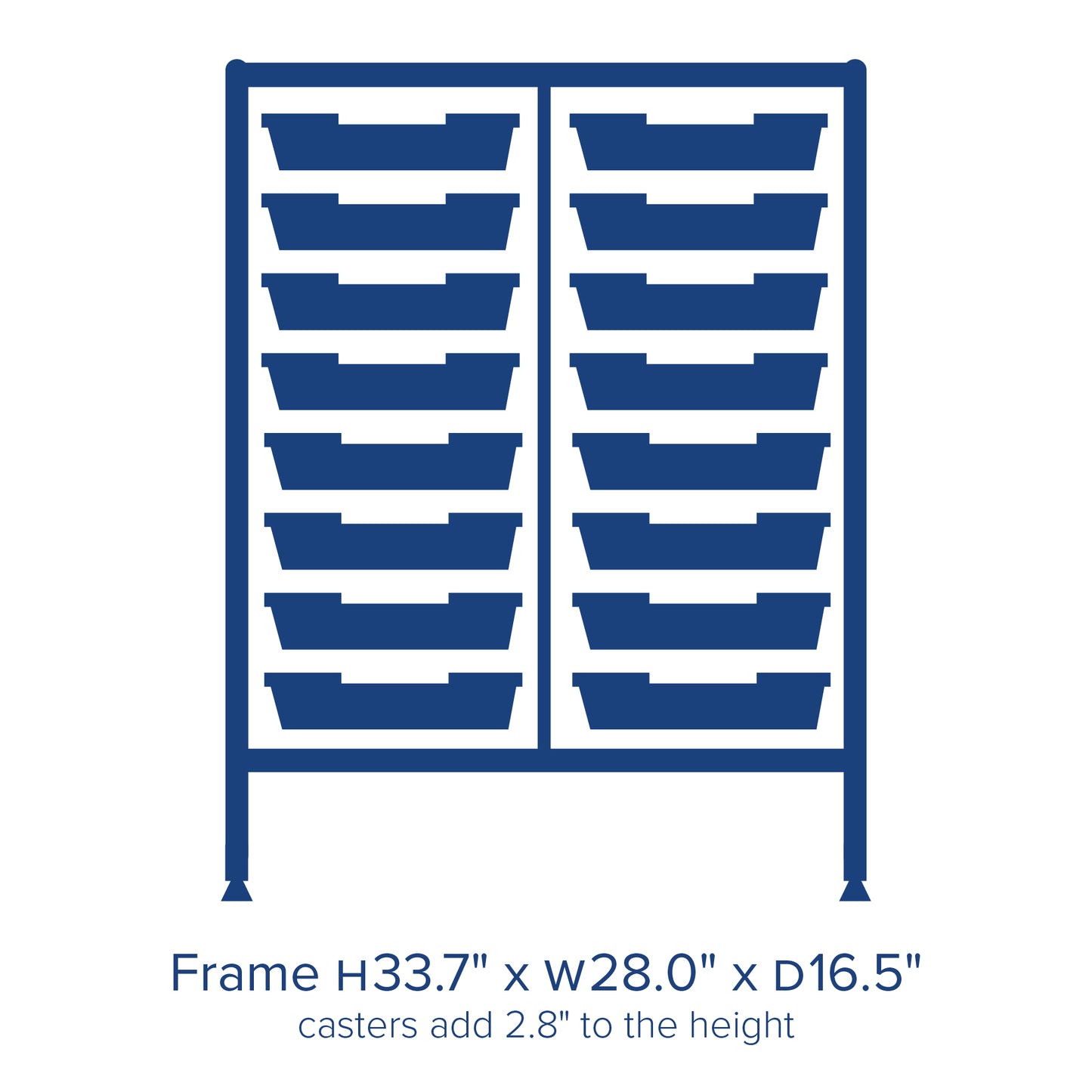 Gratnells Dynamis Lab & Healthcare Mid Double Cart Silver with Casters and 16 Shallow Trays (GRA-DYAM244-XX-001)