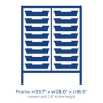 Gratnells Dynamis Lab & Healthcare Mid Double Cart Silver with Casters and 16 Shallow Trays (GRA-DYAM244-XX-001)