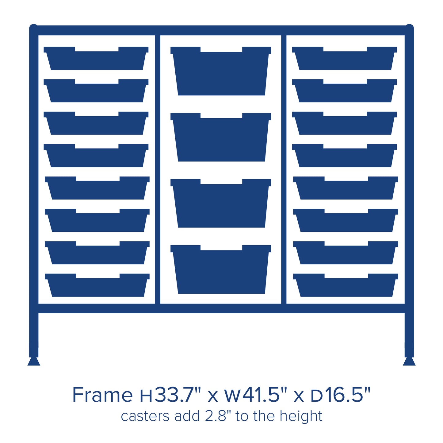 Gratnells Dynamis Lab & Healthcare Mid Triple Cart Silver with Casters and 16 Shallow |4 Deep Trays (GRA-DYAM344-XX-004)