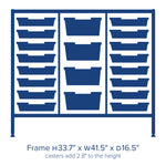 Gratnells Dynamis Lab & Healthcare Mid Triple Cart Silver with Casters and 16 Shallow |4 Deep Trays (GRA-DYAM344-XX-004)