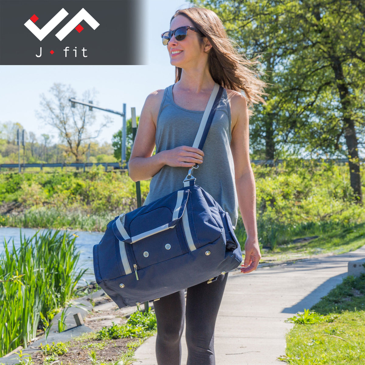 Champion Sports JFIT Abbie Yoga Bag Navy Drawstring Style 7"W x 19.5"L x 14.25"H (CMP-J-ABBIE)