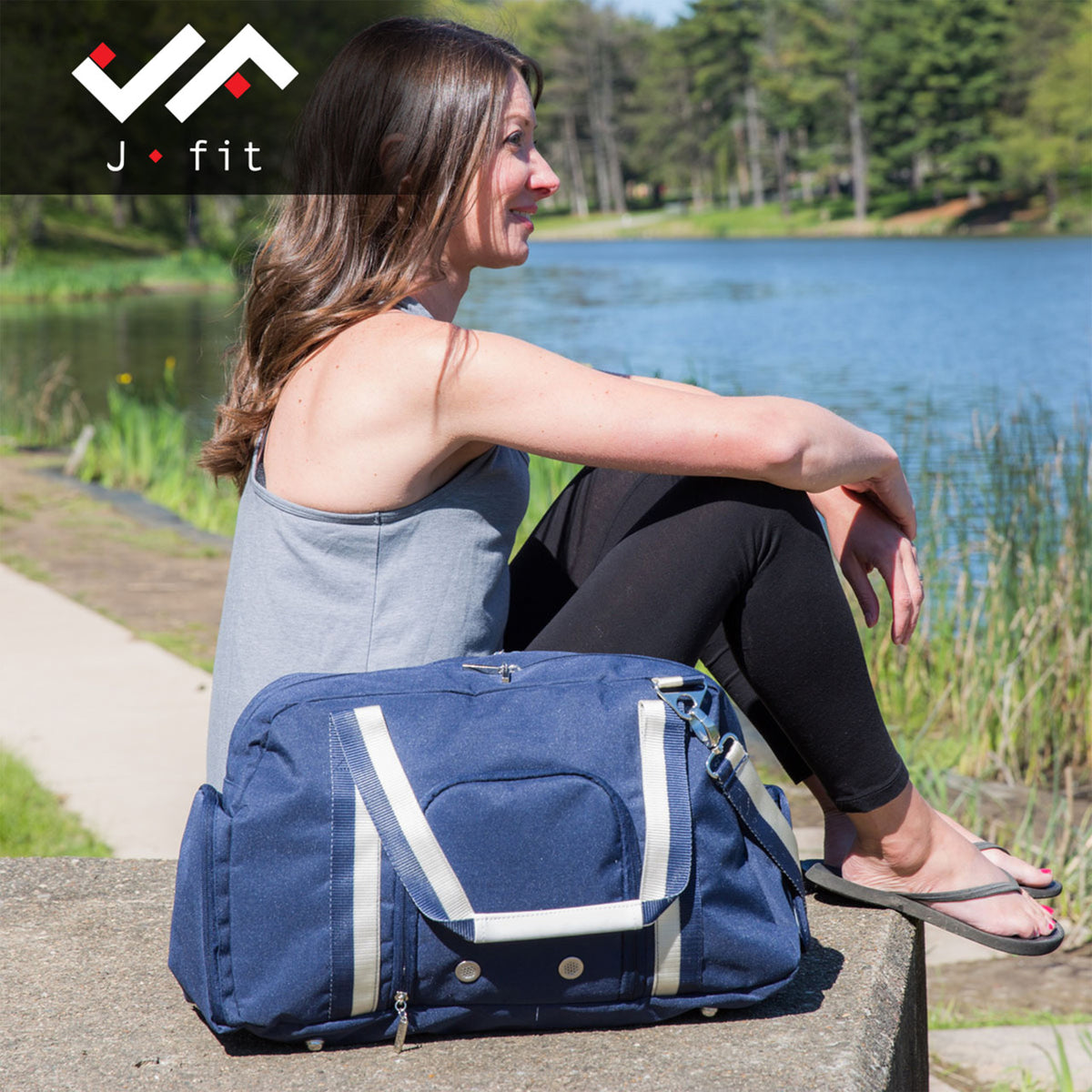 Champion Sports JFIT Abbie Yoga Bag Navy Drawstring Style 7"W x 19.5"L x 14.25"H (CMP-J-ABBIE)
