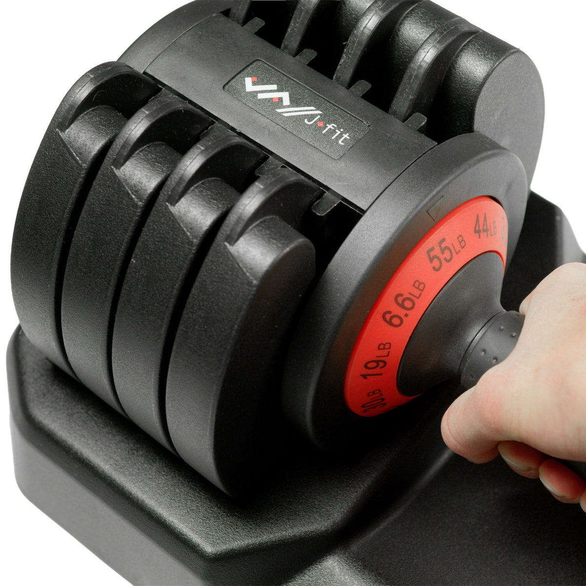 Champion Sports JFIT Adjustable Dumbbell Set with Storage Cradle 6.6lb to 55 lb (CMP-J-ADJDB55)