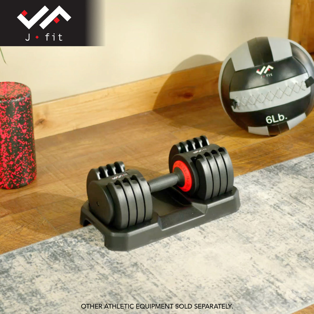 Champion Sports JFIT Adjustable Dumbbell Set with Storage Cradle 6.6lb to 55 lb (CMP-J-ADJDB55)