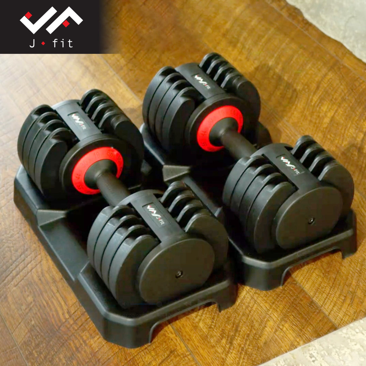 Champion Sports JFIT Adjustable Dumbbell Set with Storage Cradle 6.6lb to 55 lb (CMP-J-ADJDB55)