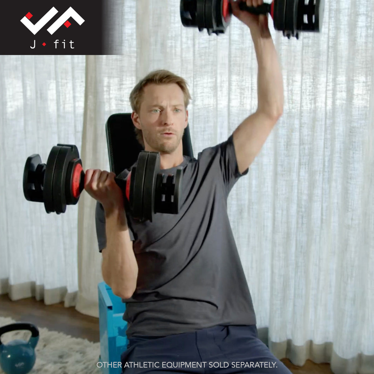 Champion Sports JFIT Adjustable Dumbbell Set with Storage Cradle 6.6lb to 55 lb (CMP-J-ADJDB55)