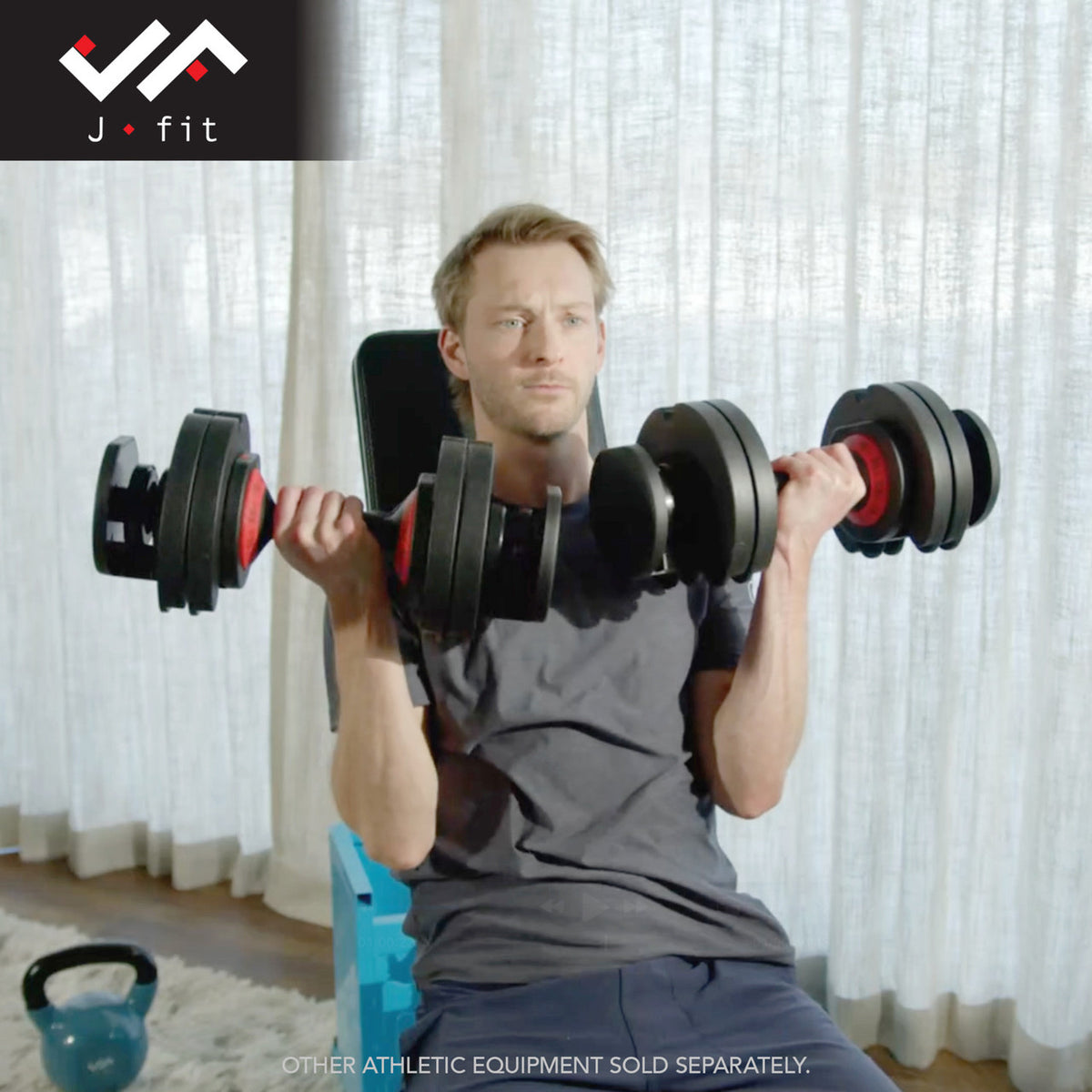 Champion Sports JFIT Adjustable Dumbbell Set with Storage Cradle 6.6lb to 55 lb (CMP-J-ADJDB55)