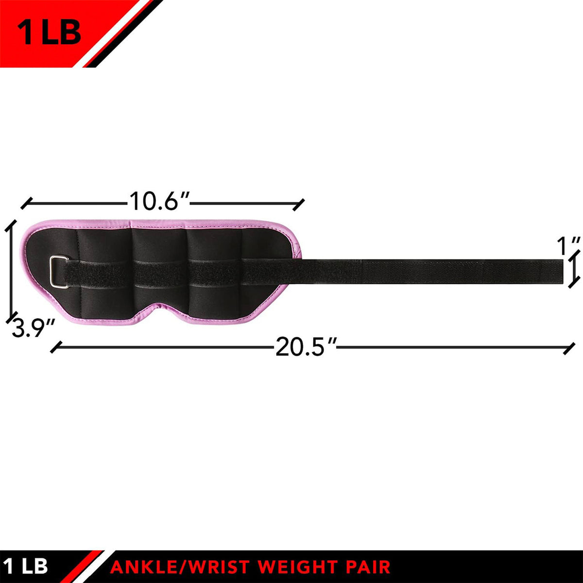 Champion Sports JFIT Ankle Weight Pair Adjustable Resistance 1 lb (Set of 2) (CMP-J-AKW1)