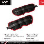 Champion Sports JFIT Adjustable Ankle Weights Strength Training 2.5 lb Pair (Set of 2) (CMP-J-AKW25)