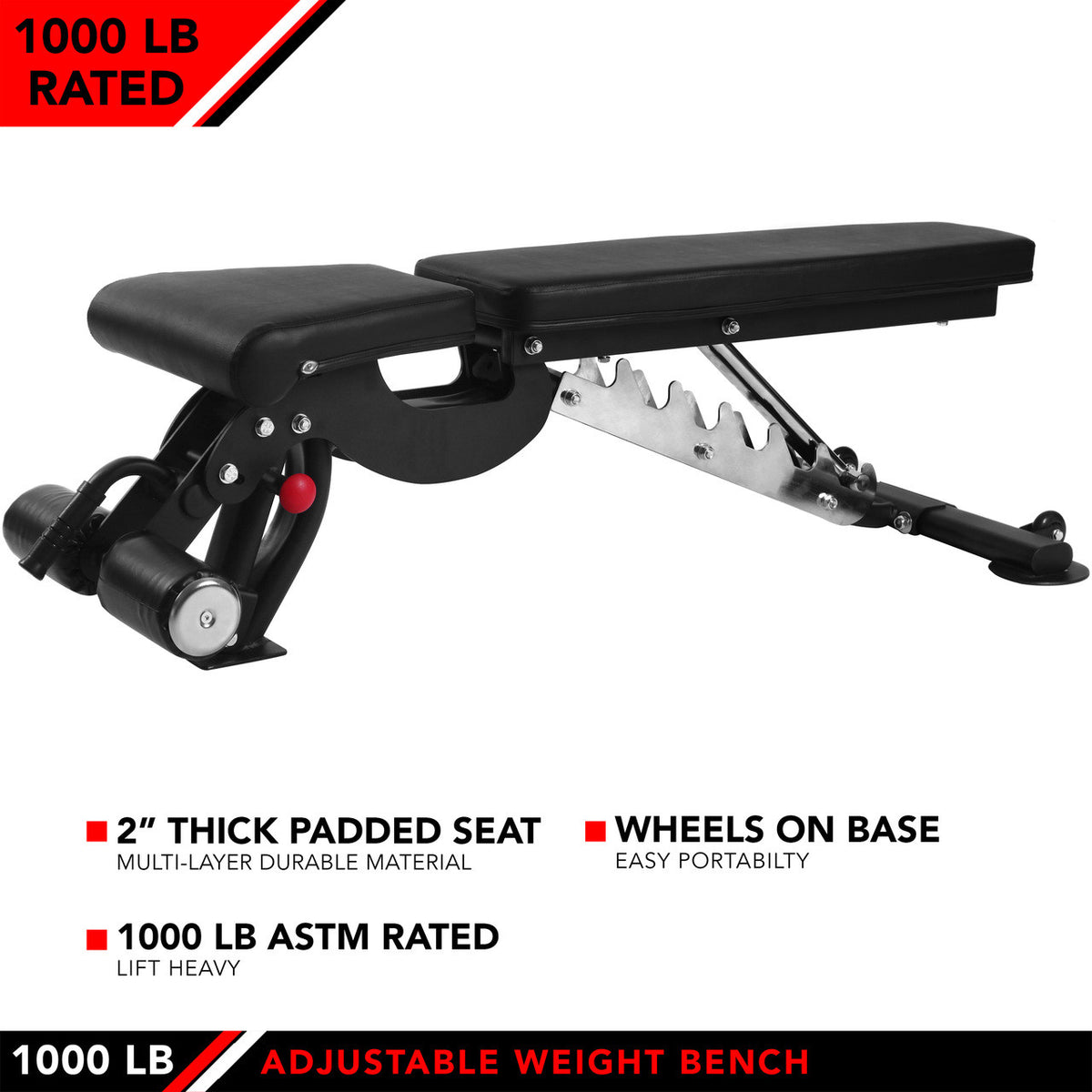 Champion Sports JFIT Adjustable Weight Bench with Quad Developer 1000 lb Capacity (CMP-J-AWB1000)