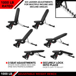 Champion Sports JFIT Adjustable Weight Bench with Quad Developer 1000 lb Capacity (CMP-J-AWB1000)