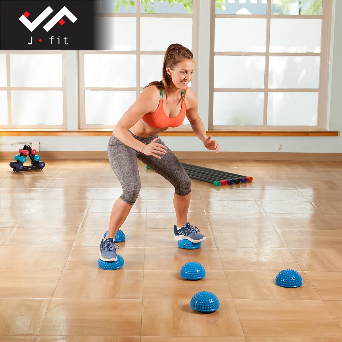 Champion Sports JFIT Balance Pod and Foot Fitness Set 4 Pack with Storage Bag 6"Diameter Blue (CMP-J-BALPOD4SET)