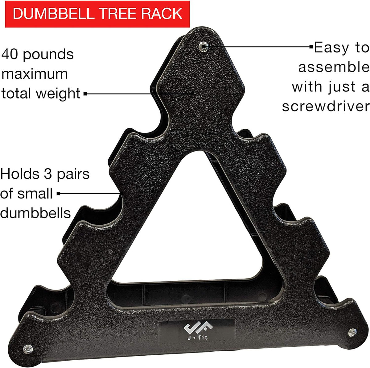 Champion Sports JFIT Replacement Dumbbell Storage Tree Compact Plastic Rack 3.13"W x 13"D x 11.5"H (CMP-J-DBREPLTREE)