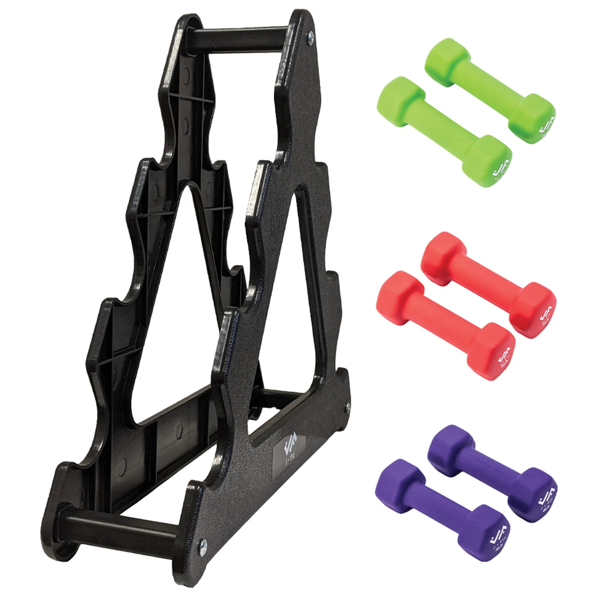 Champion Sports JFIT Dumbbell Set with Storage Stand 18 lb (CMP-J-DBSTL18)