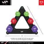 Champion Sports JFIT Dumbbell Set with Storage Stand 18 lb (CMP-J-DBSTL18)