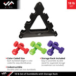 Champion Sports JFIT Dumbbell Set with Storage Stand 18 lb (CMP-J-DBSTL18)