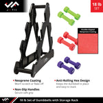 Champion Sports JFIT Dumbbell Set with Storage Stand 18 lb (CMP-J-DBSTL18)