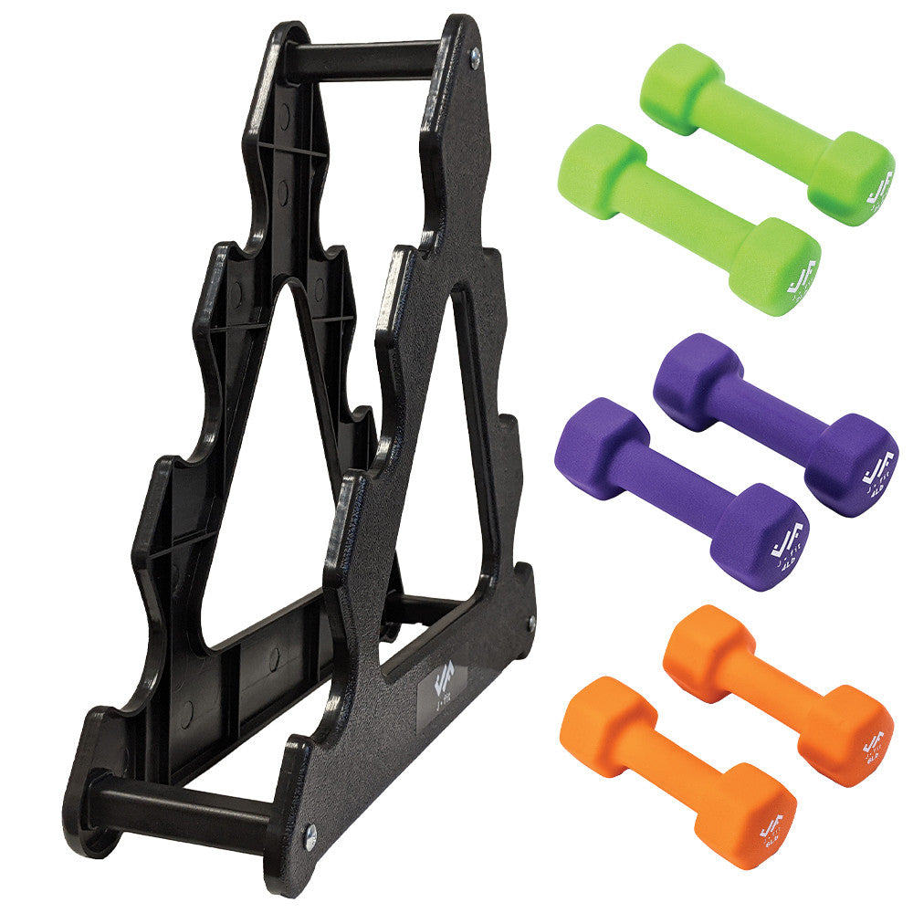 Champion Sports JFIT Dumbbell Set with Storage Stand 24 lb (CMP-J-DBSTL24)