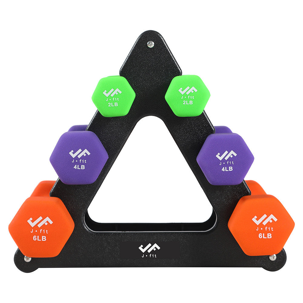 Champion Sports JFIT Dumbbell Set with Storage Stand 24 lb (CMP-J-DBSTL24)