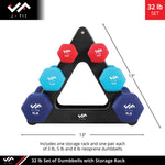 Champion Sports JFIT Dumbbell Set with Storage Stand 32 lb (CMP-J-DBSTL32)