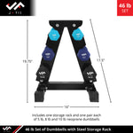 Champion Sports JFIT Dumbbell Set with Metal Storage Stand 46 lb (CMP-J-DBSTL46)