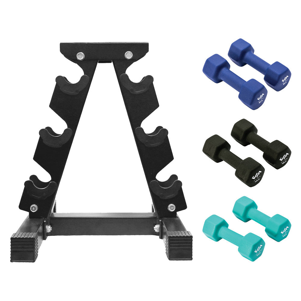 Champion Sports JFIT Dumbbell Set with Metal Storage Stand 60 lb (CMP-J-DBSTL60)