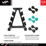 Champion Sports JFIT Dumbbell Set with Metal Storage Stand 74 lb (CMP-J-DBSTL74)