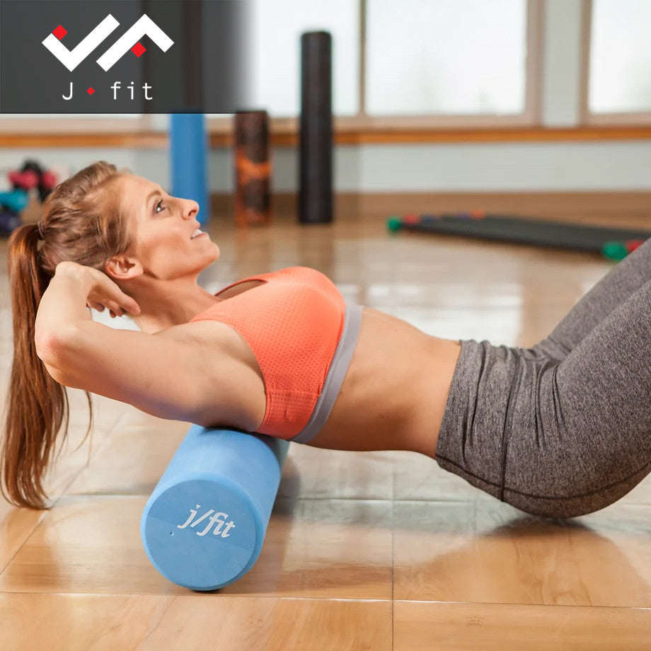 Champion Sports JFIT EVA Foam Roller 36" Blue High-Density Muscle Recovery Roller (CMP-J-FR36BL)