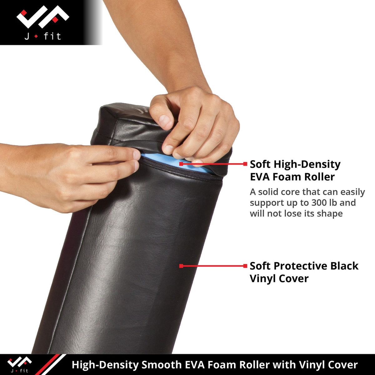 Champion Sports JFIT Vinyl Covered EVA Foam Roller 36"L (CMP-J-FRVN36BL)