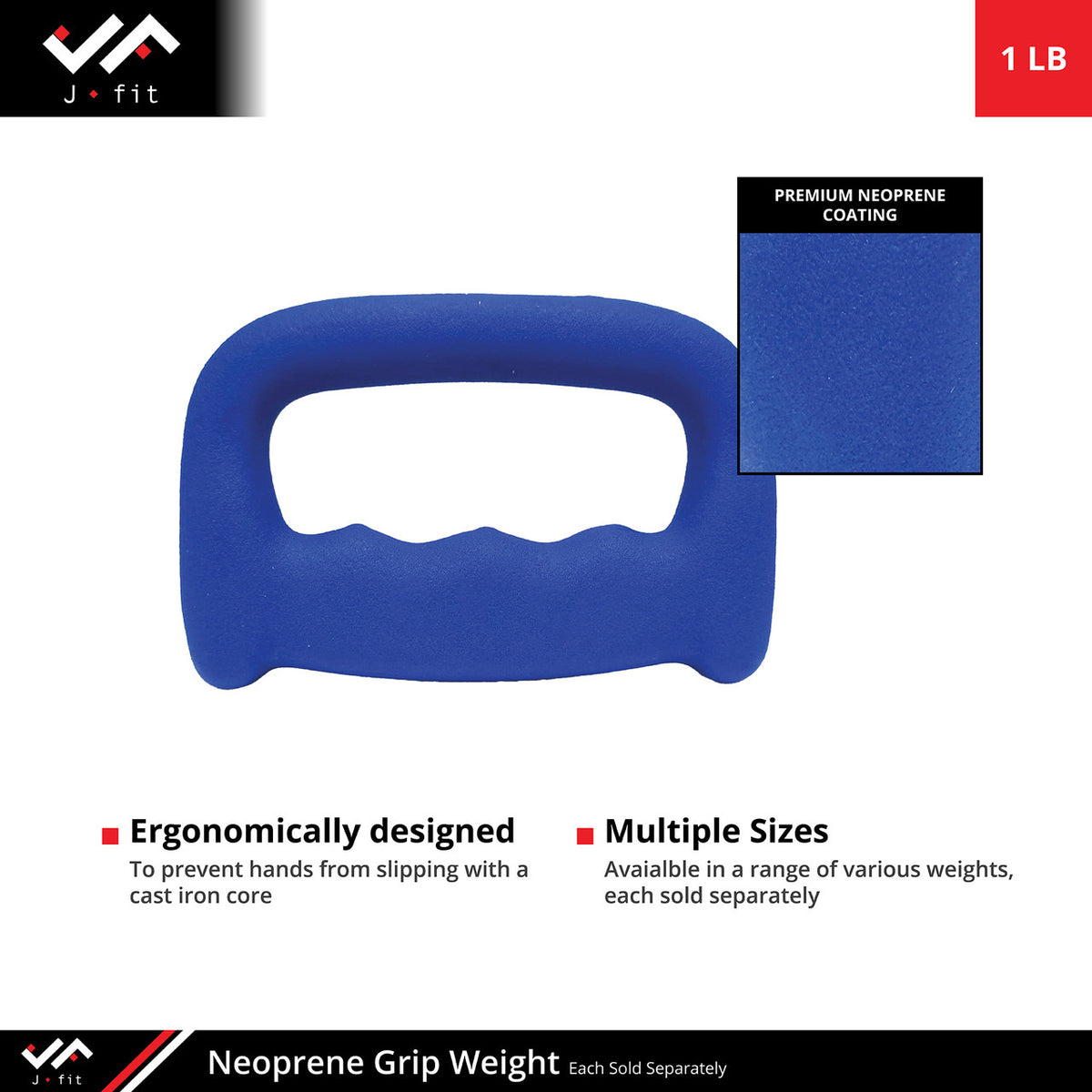 Champion Sports JFIT Neoprene Grip Weight Hand Training 1 lb Single (CMP-J-GWNEO1)