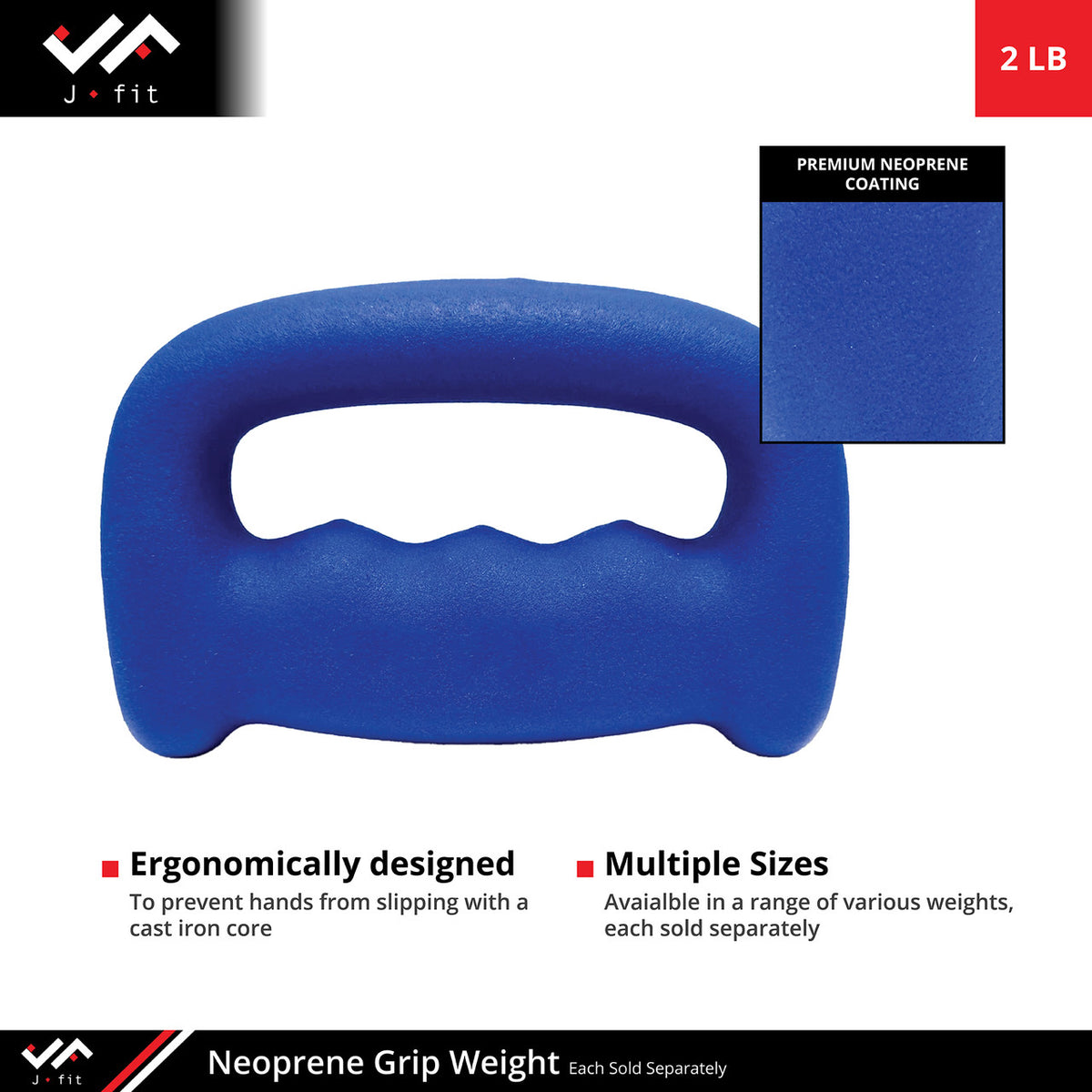 Champion Sports JFIT Neoprene Grip Weight Hand Training 2 lb Single (CMP-J-GWNEO2)