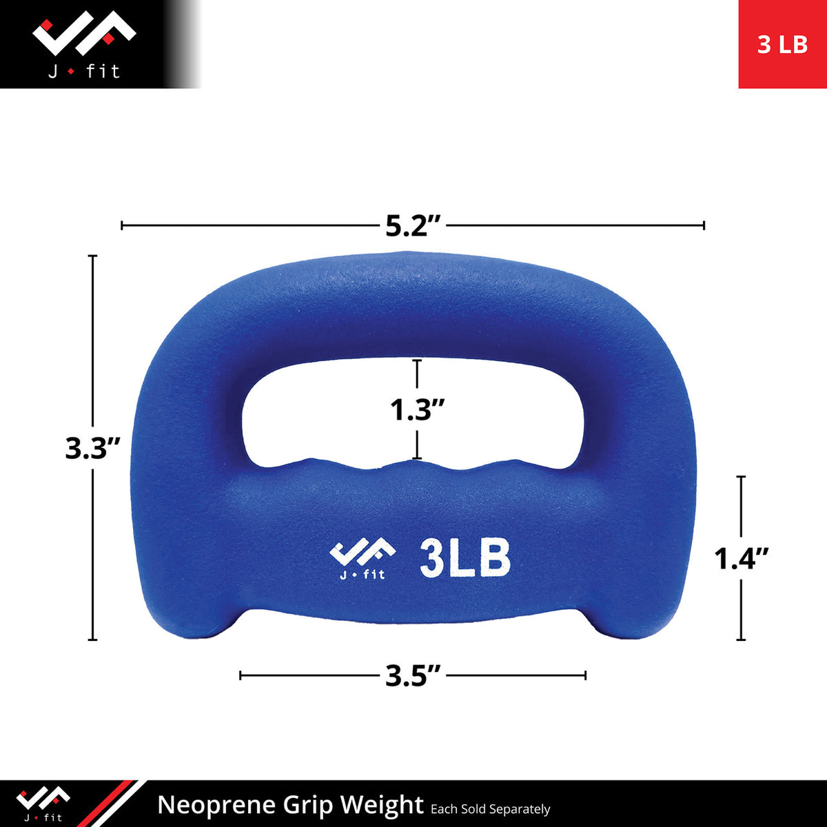 Champion Sports JFIT Neoprene Grip Weight Hand Training 3 lb Single (CMP-J-GWNEO3)