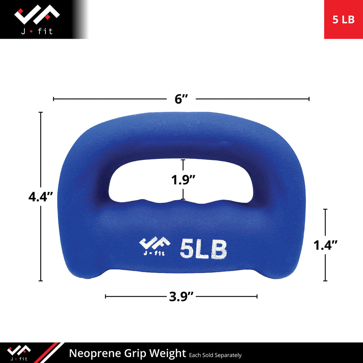 Champion Sports JFIT Neoprene Grip Weight Hand Training 5 lb Single (CMP-J-GWNEO5)